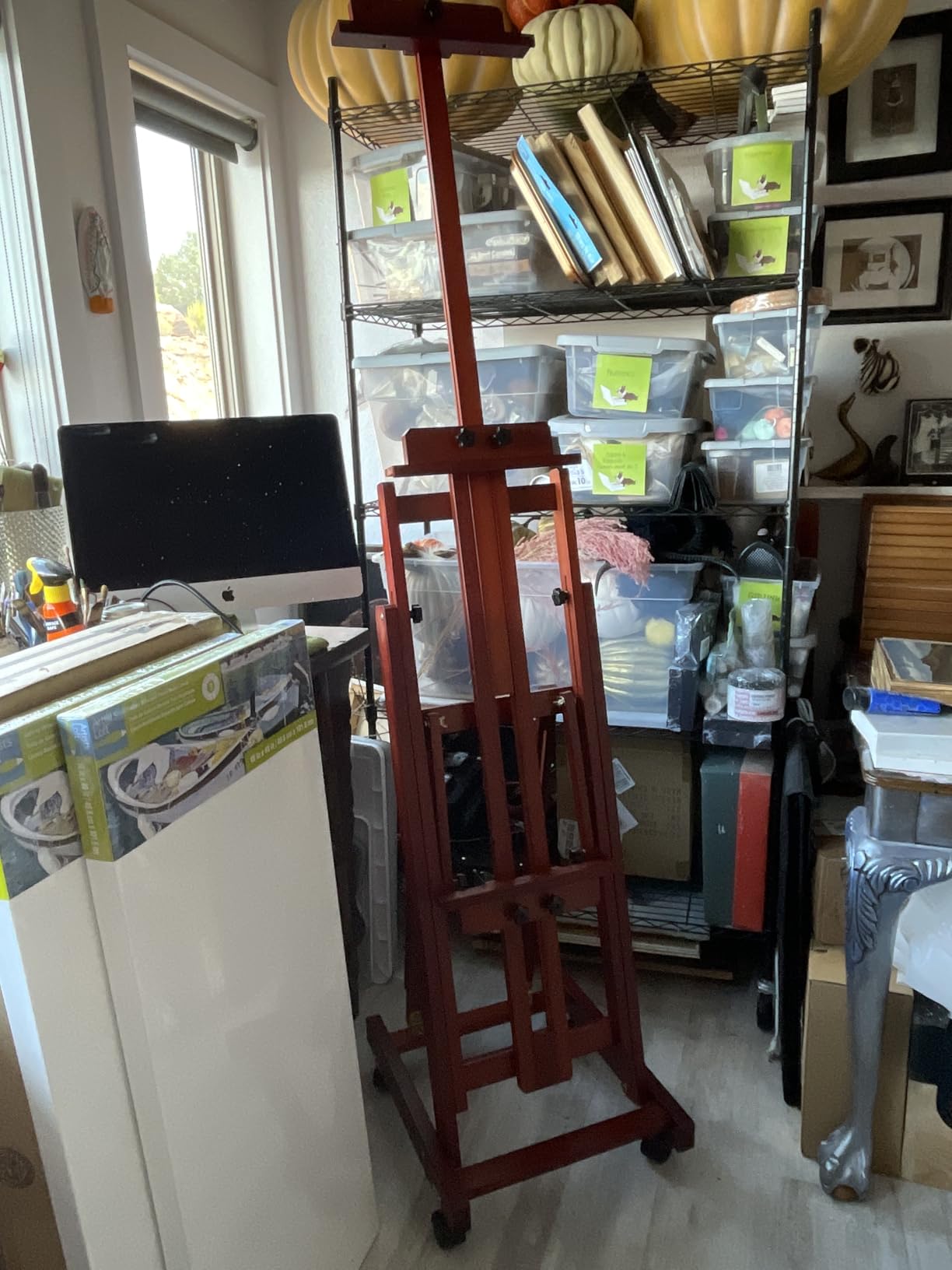 H-Frame Multifunctional Easel, Foldable & Adjustable (Vertical to Horizontal), Holds Two Canvases (Up to 77 Inches), Professional H-Frame Art Easel for Adults customer photo 2