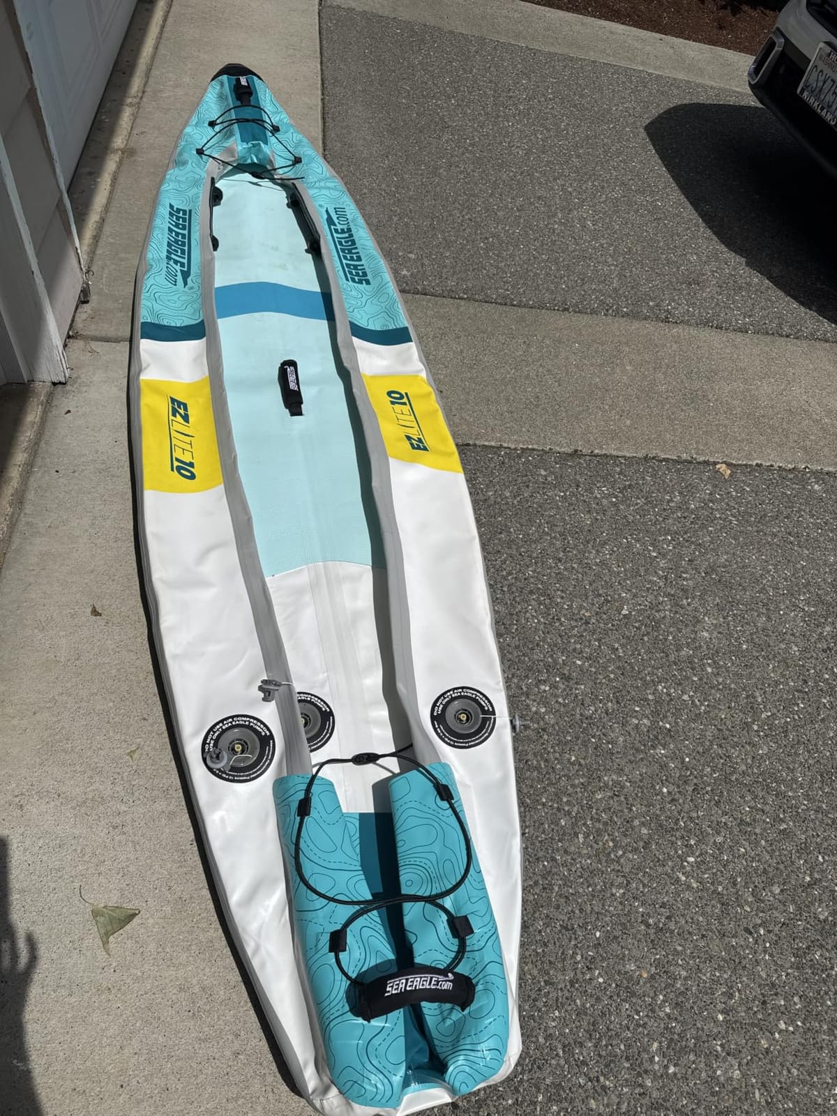 Sea Eagle EZLITE 10 Ultralight, All Woven, Drop Stitch, Rigid, High Performance, Easy Setup, 10' Solo Inflatable Kayak w/Backpack, Seat Paddle and Adjustable Footrests customer photo 1