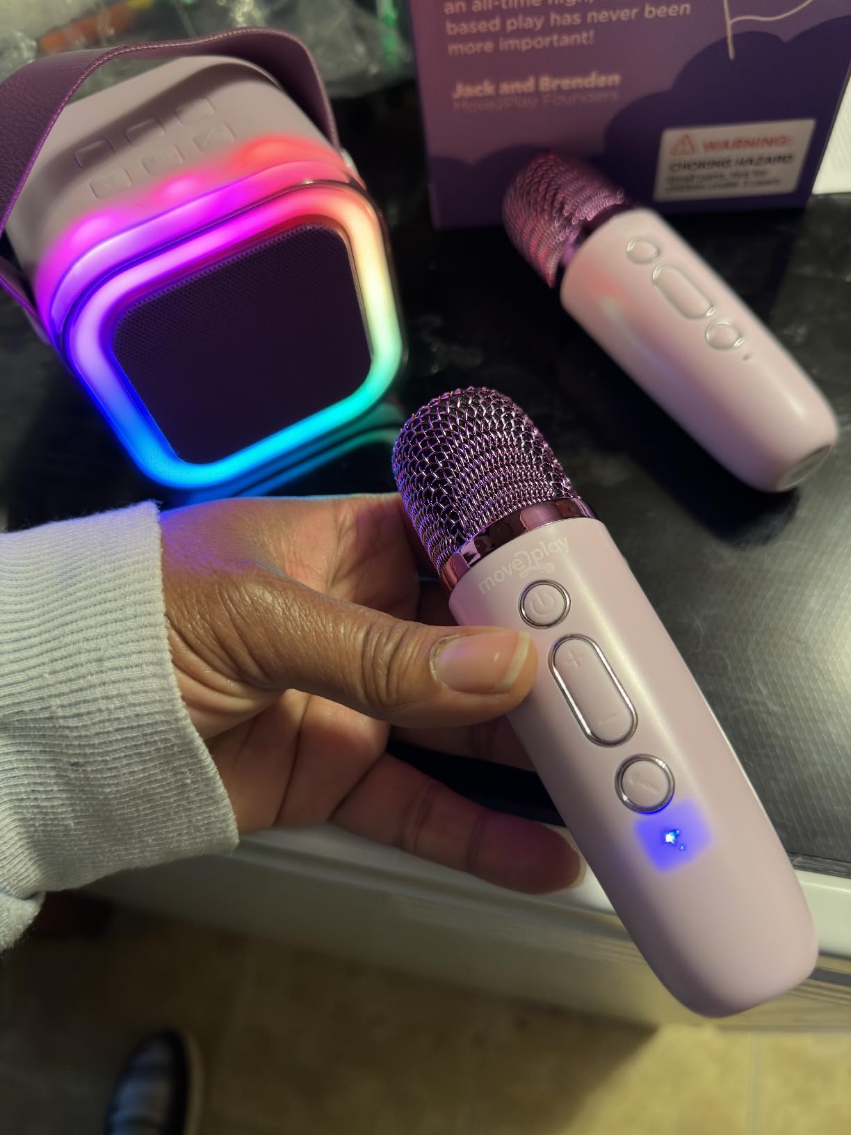 Move2Play, Karaoke Machine for Kids | Includes 20+ Kid Songs | 2 Microphones | Connect with Bluetooth | 3, 4, 5, 6, 7+ Year Old Gift | Toy for Girls, Boys, & Toddler | Birthday Present customer photo 2