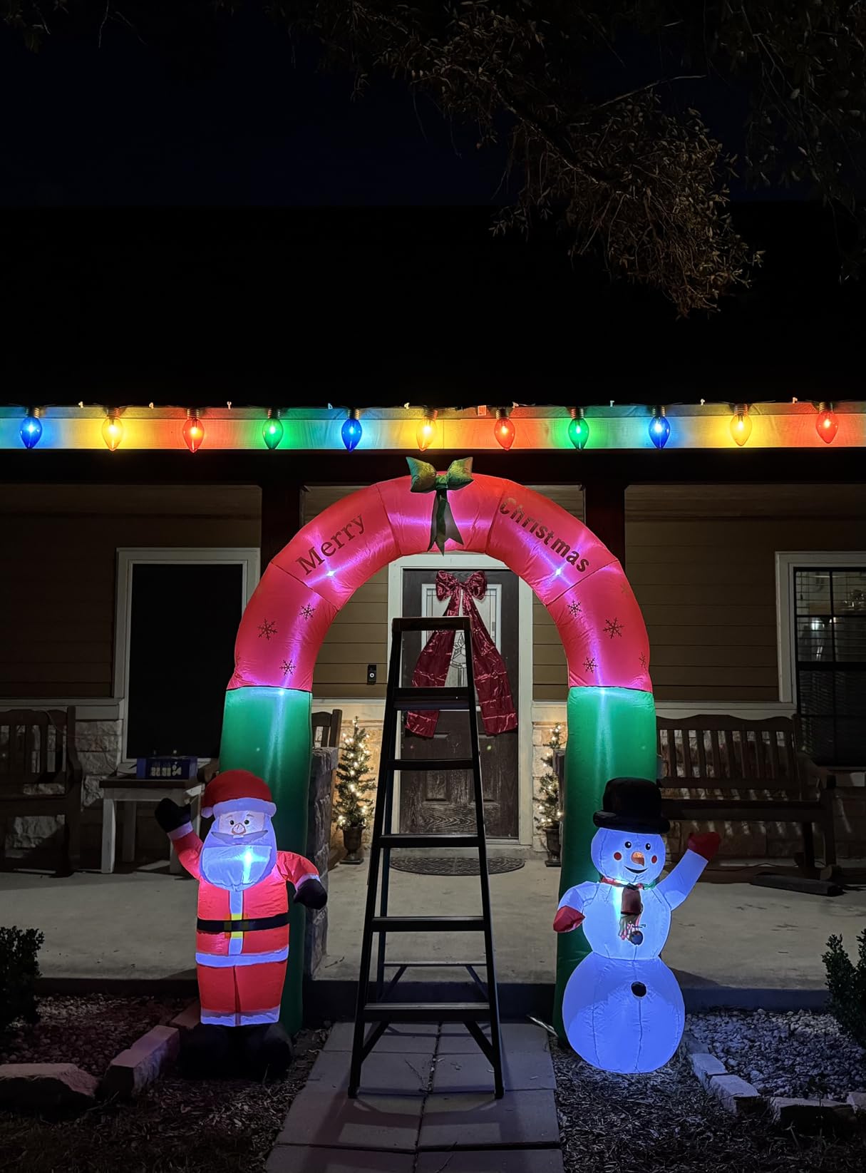KOOY 8FT Christmas Inflatable Santa Snowman Arch Outdoor Decorations Blow up Yard Decoration, LED Lights for Christmas Party Holiday Xmas, Winter Outdoor Lawn Décor customer photo 2