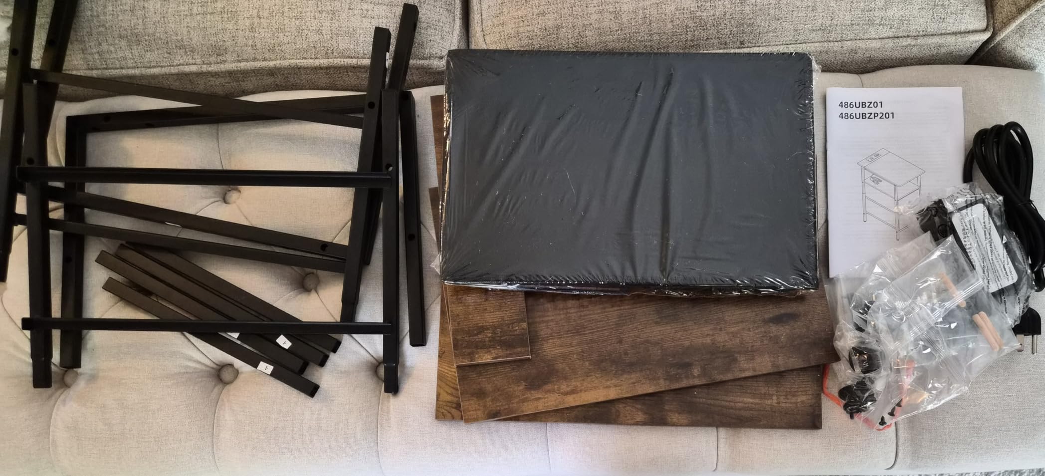 HOOBRO End Table with Charging Station, Narrow Side Table with 2 Fabric Drawers, Skinny Nightstand with Storage, Slim Bedside Table for Living Room, Small Spaces, Rustic Brown and Black BF487UBZ01 customer photo 1