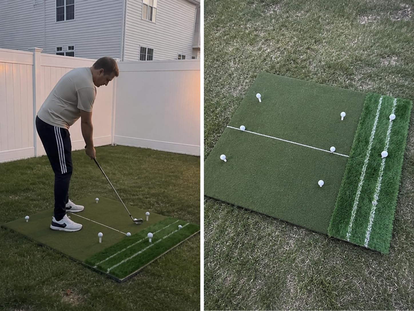 Premium Dual-Turf 5x4ft Golf Mat: 21MM to 50MM High-Elasticity Base Upgraded Golf Hitting Mat, Alignment & Angle of Approach Aid, Indoor/Outdoor Practice, Green,Ideal Gifts for Men Him Dad Husband customer photo 1