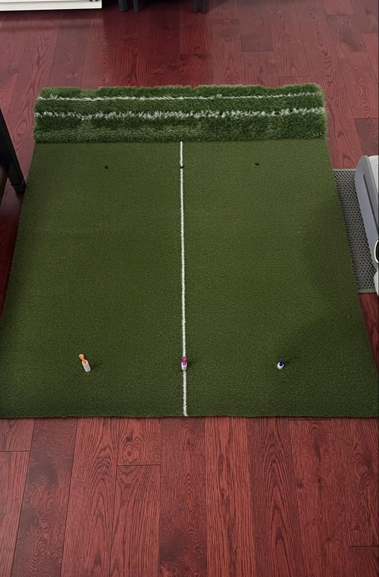 Premium Dual-Turf 5x4ft Golf Mat: 21MM to 50MM High-Elasticity Base Upgraded Golf Hitting Mat, Alignment & Angle of Approach Aid, Indoor/Outdoor Practice, Green,Ideal Gifts for Men Him Dad Husband customer photo 2