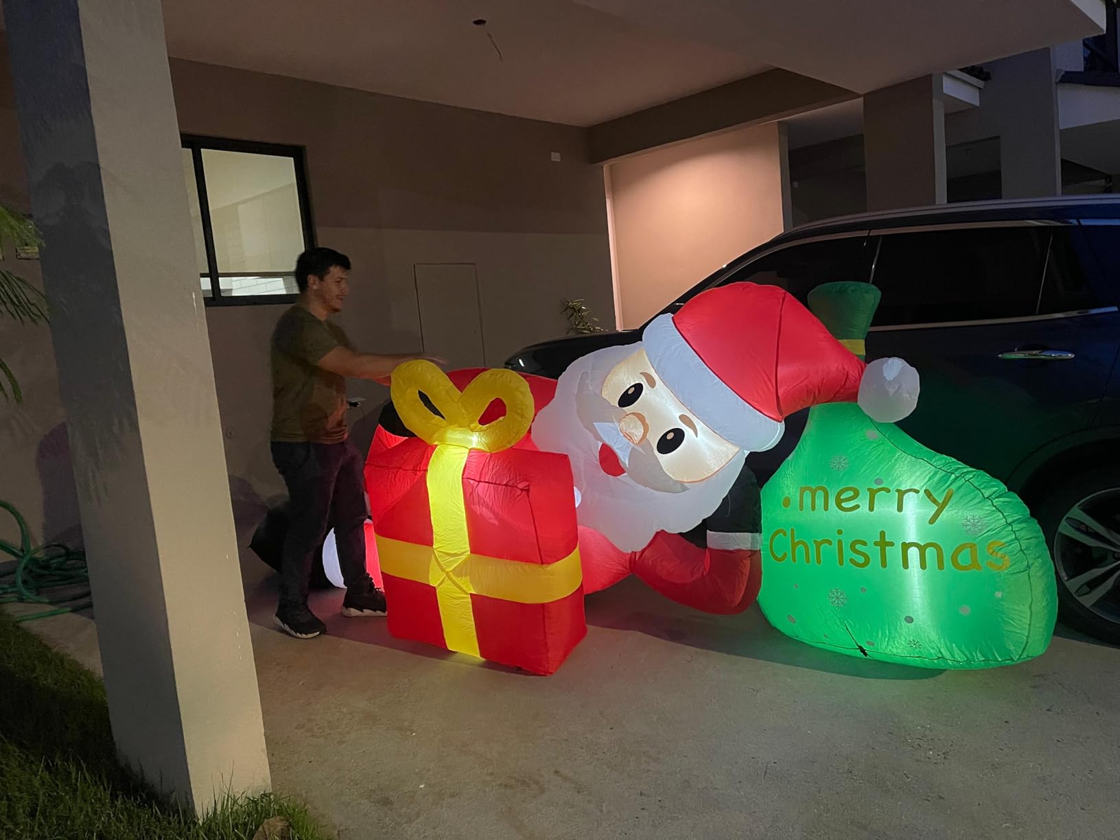 EAONE 10FT Christmas Inflatable Outdoor Decoration, Giant Christmas Blow Ups Yard Decorations Inflatable Gingerbread Man Lying Flat with Built-in LED Lights for Garden, Lawn, Home Xmas Holiday Decor customer photo 2