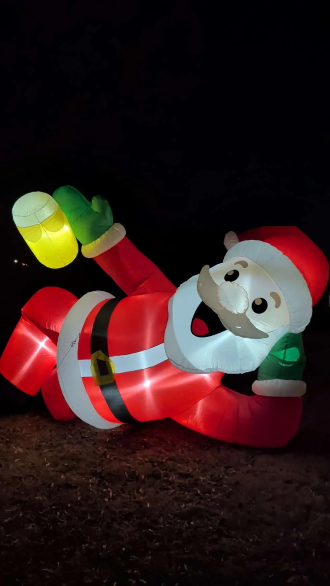 EAONE 12FT Christmas Inflatable Outdoor Decoration, Christmas Blow Ups Yard Decorations Giant Inflatable Santa Claus Lying Flat with Built-in LED Lights for Yard, Garden, Lawn, Home Xmas Holiday Decor customer photo 2