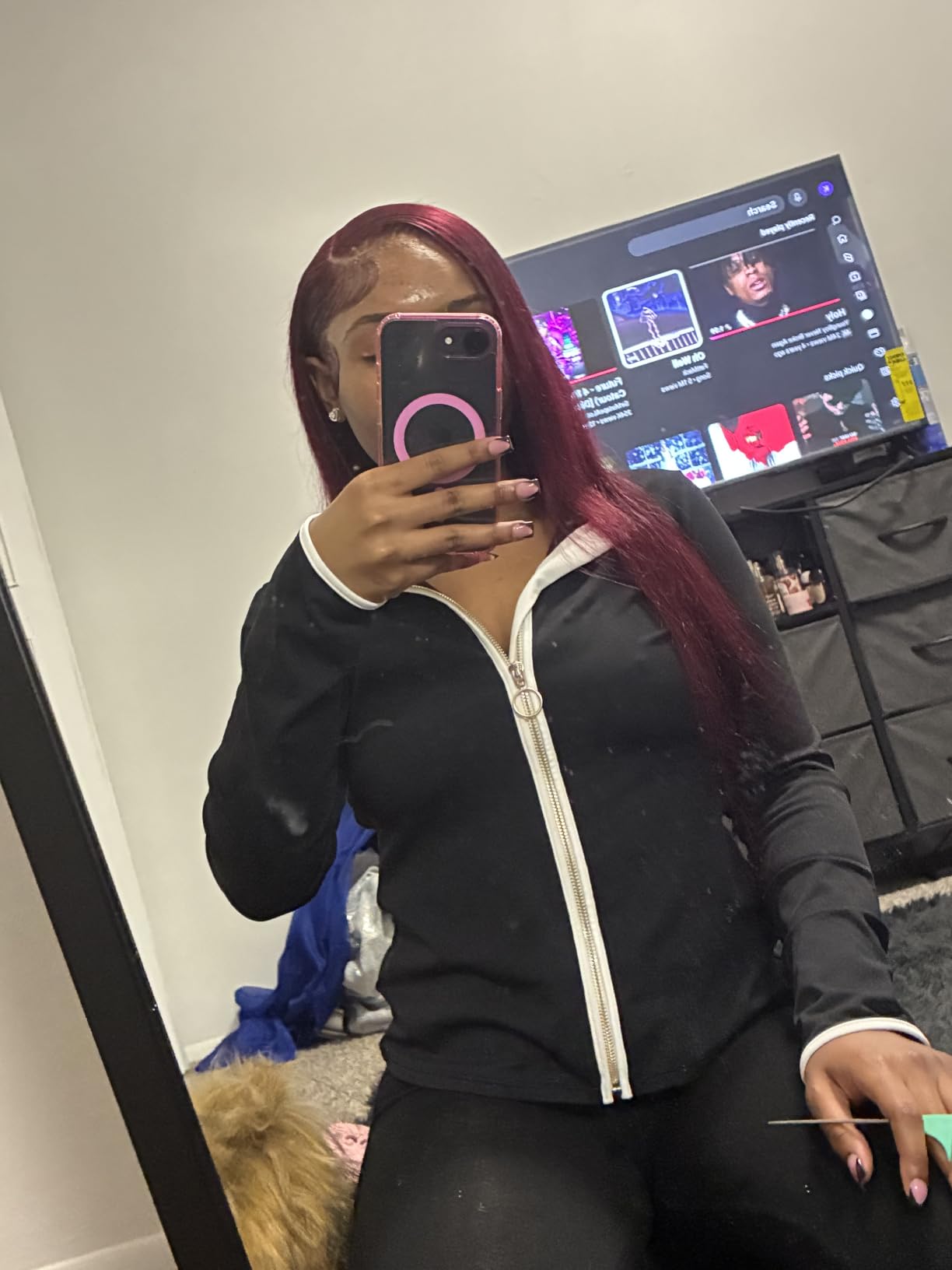 QZOQZO 28 Inch Burgundy 13x6 Lace Front Wigs Human Hair HD 99j Wig customer photo 1