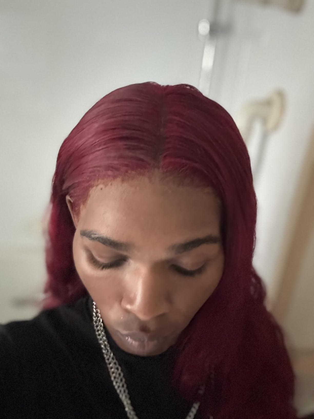 QZOQZO 28 Inch Burgundy 13x6 Lace Front Wigs Human Hair HD 99j Wig customer photo 2