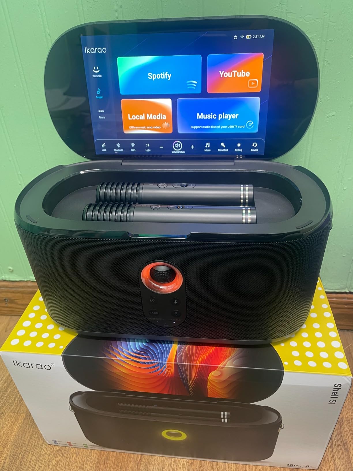 Ikarao Karaoke Machine, Built-in Lyrics Display, 32GB Karaoke Tablet, KaraFun Prime, 280W Karaoke Speaker with 2 Self-Charging Mics, Connects to TV, EQ, Portable Karaoke System for Adult Home Parties customer photo 1