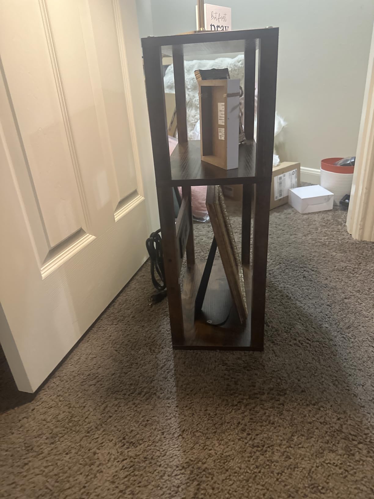 YUFAM 3-Tier Narrow Bedside Table with Charging Station, Skinny Nightstand customer photo 1