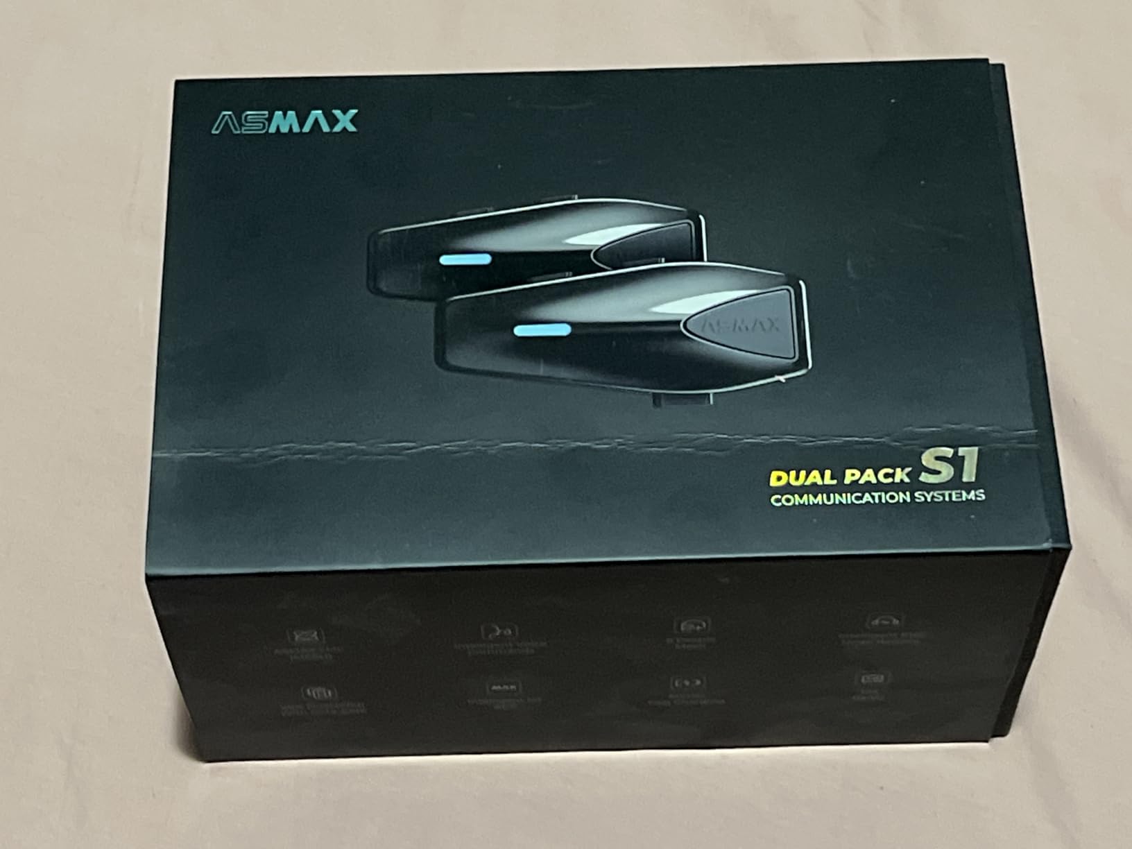 ASMAX S1 Motorcycle Bluetooth Headset with Smart Voice Control, 2 Pack | 8-Rider Mesh Helmet Intercom, 50 Riders via APP, ENC, Dual Chip Bluetooth 5.4, OTA Updates, Music Share, IPX7 Waterproof, FM customer photo 1