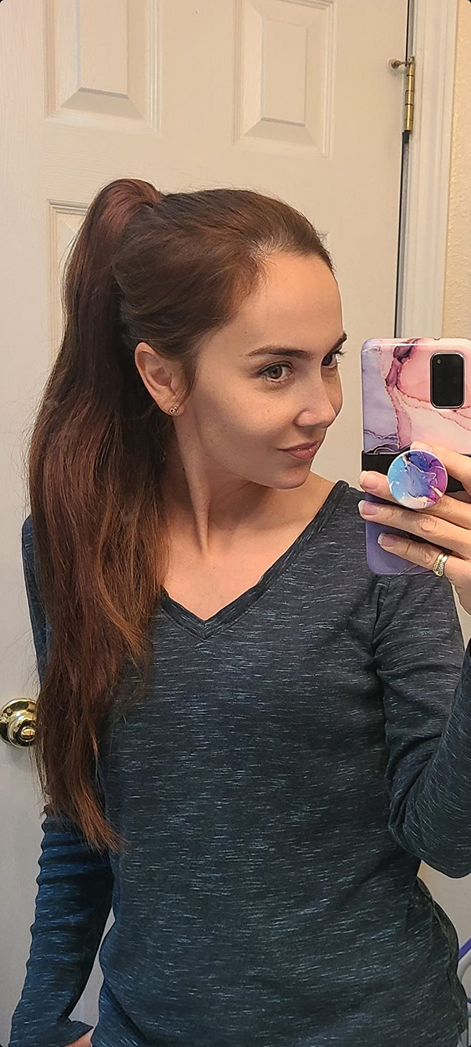 Rich Choices Ponytail Extension 100% Real Human Hair Wrap Around Remy Ponytail Extension for Women One Piece Clip In Long Pony tail Extensions Straight 14 Inch #4 Medium Brown customer photo 1