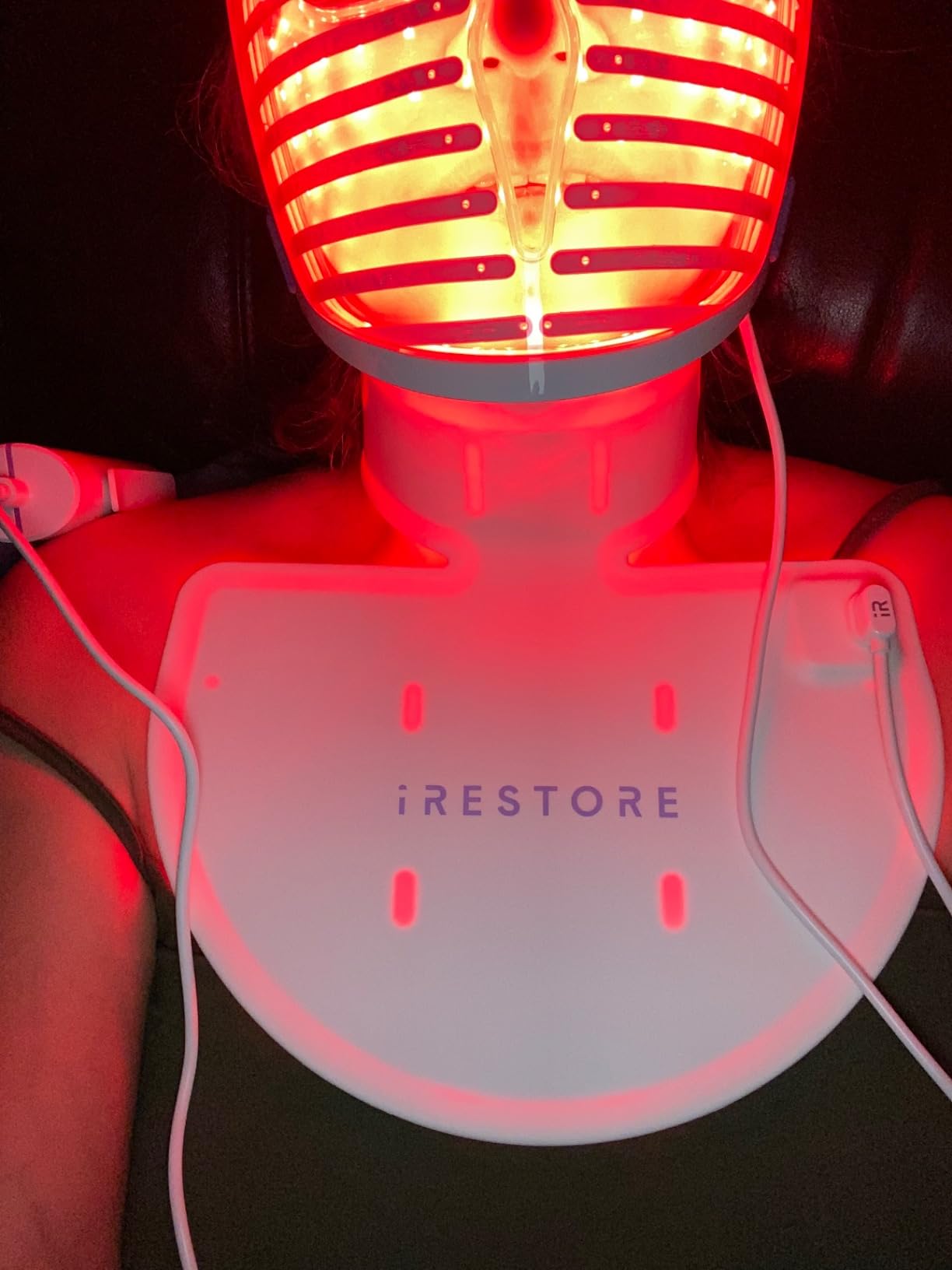 iRestore Illumina LED Neck & Chest Anti Aging Mask - for Smoother, Firmer and Glowing Skin at Home - Red and Infrared Light Therapy for Neck - Red Light Skincare Device with 230 LEDs (White) customer photo 2