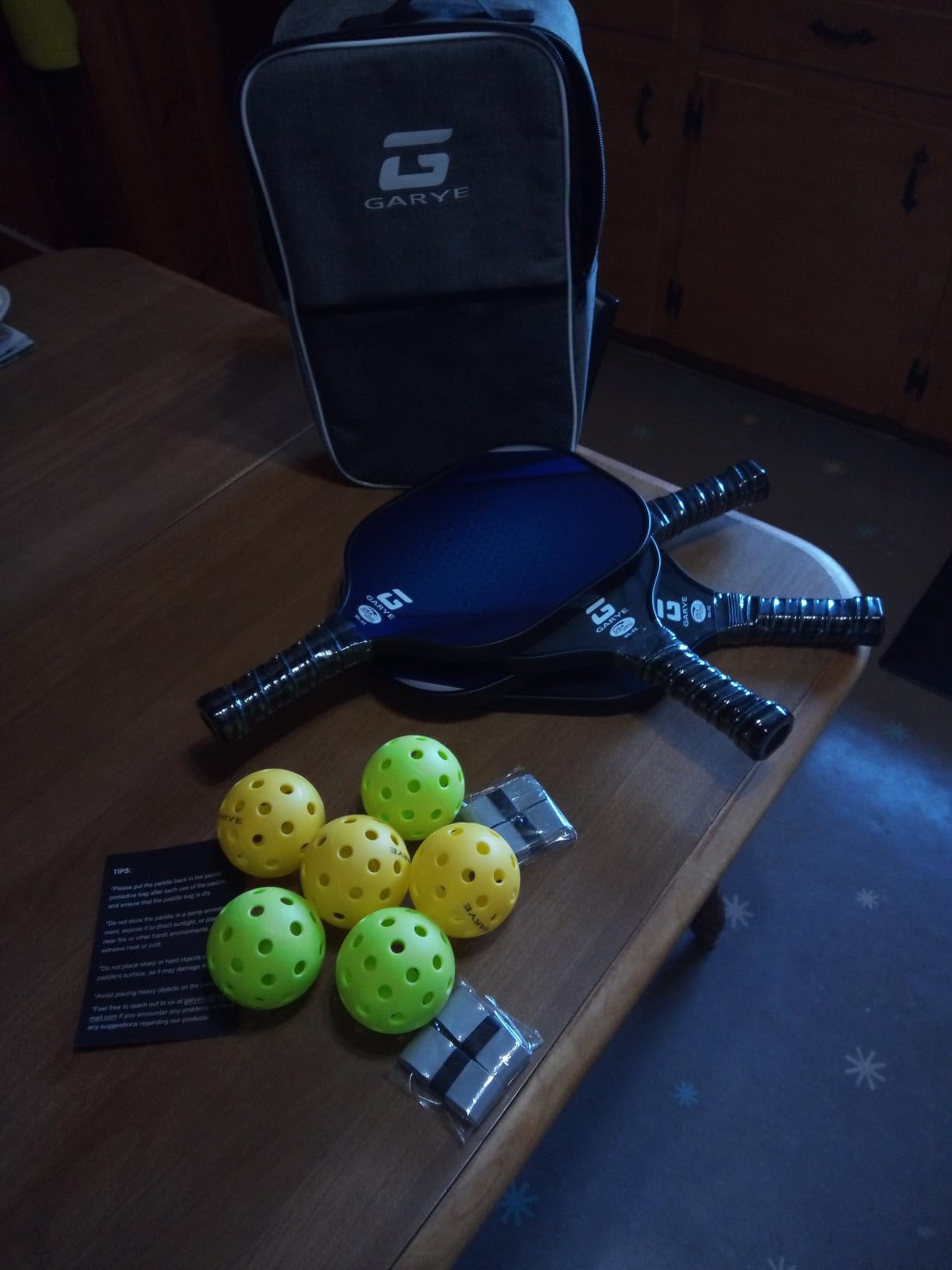 GARYE Pickleball Paddles Set of 4, Carbon Fiber Pickle Ball Paddle, USAPA Approved Lightweight Rackets 4 Pack for Adults and Teenagers, Includes 6 Balls, 1 Bag, and 4 Grip Tapes customer photo 2