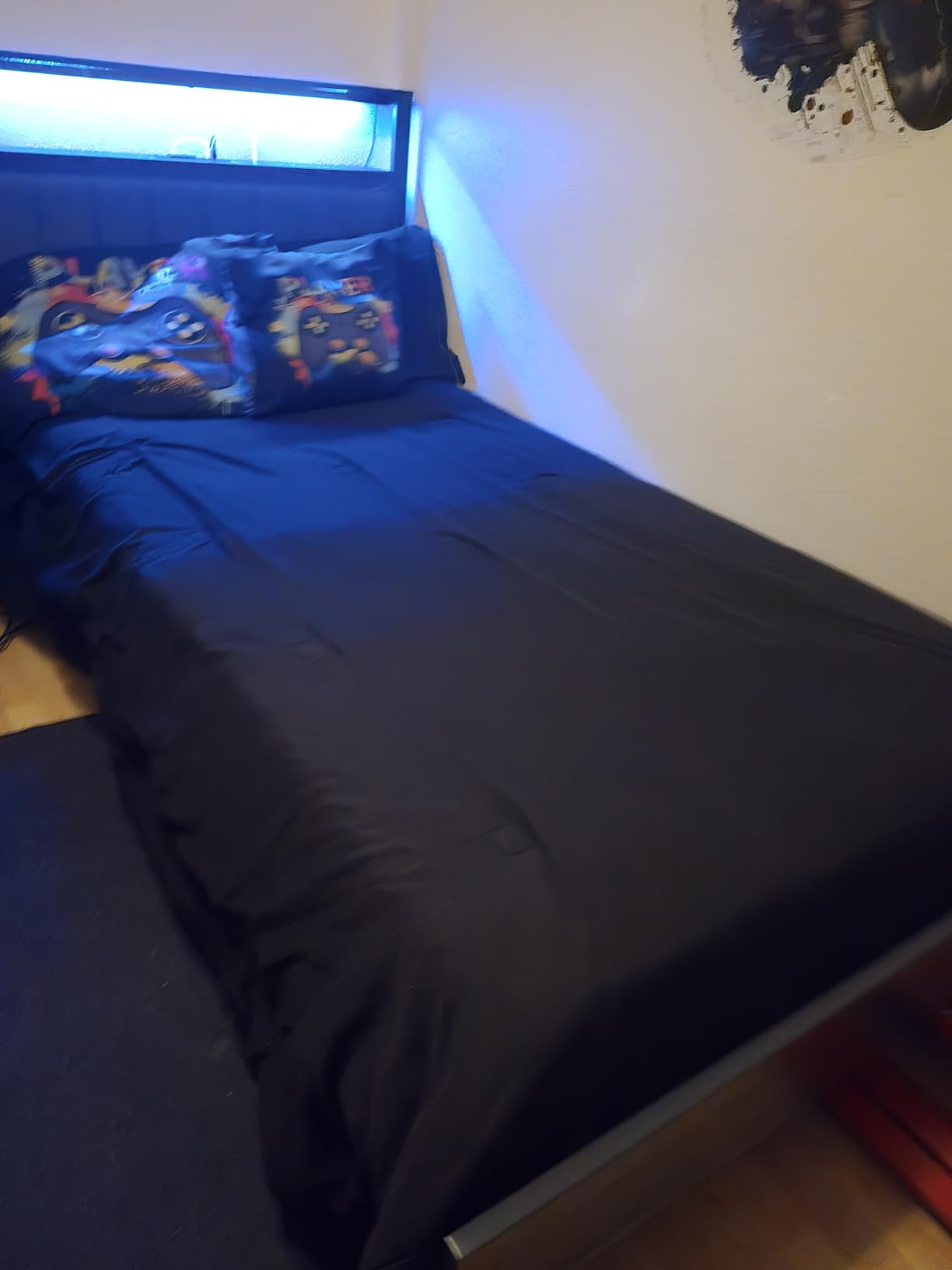 Furnulem Queen Size Bed Frame with Charging Station and LED Lights customer photo 1