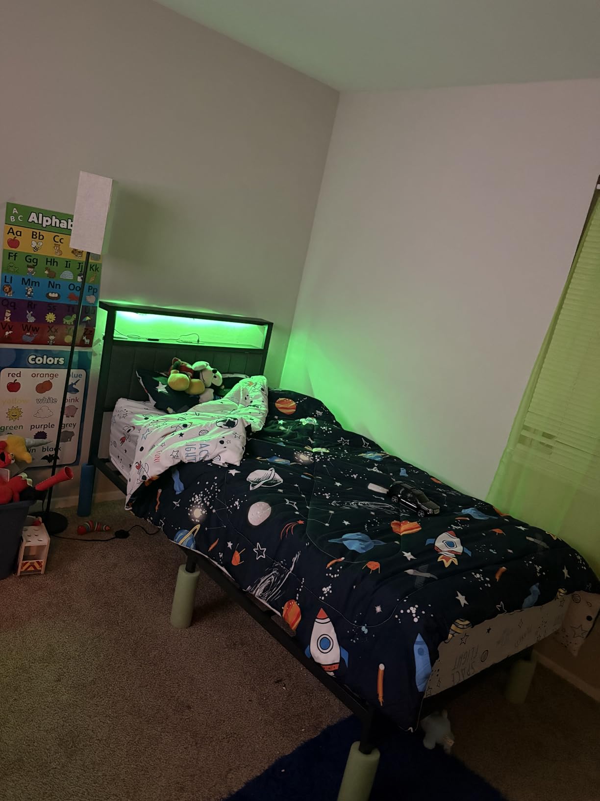 Furnulem Queen Size Bed Frame with Charging Station and LED Lights customer photo 2