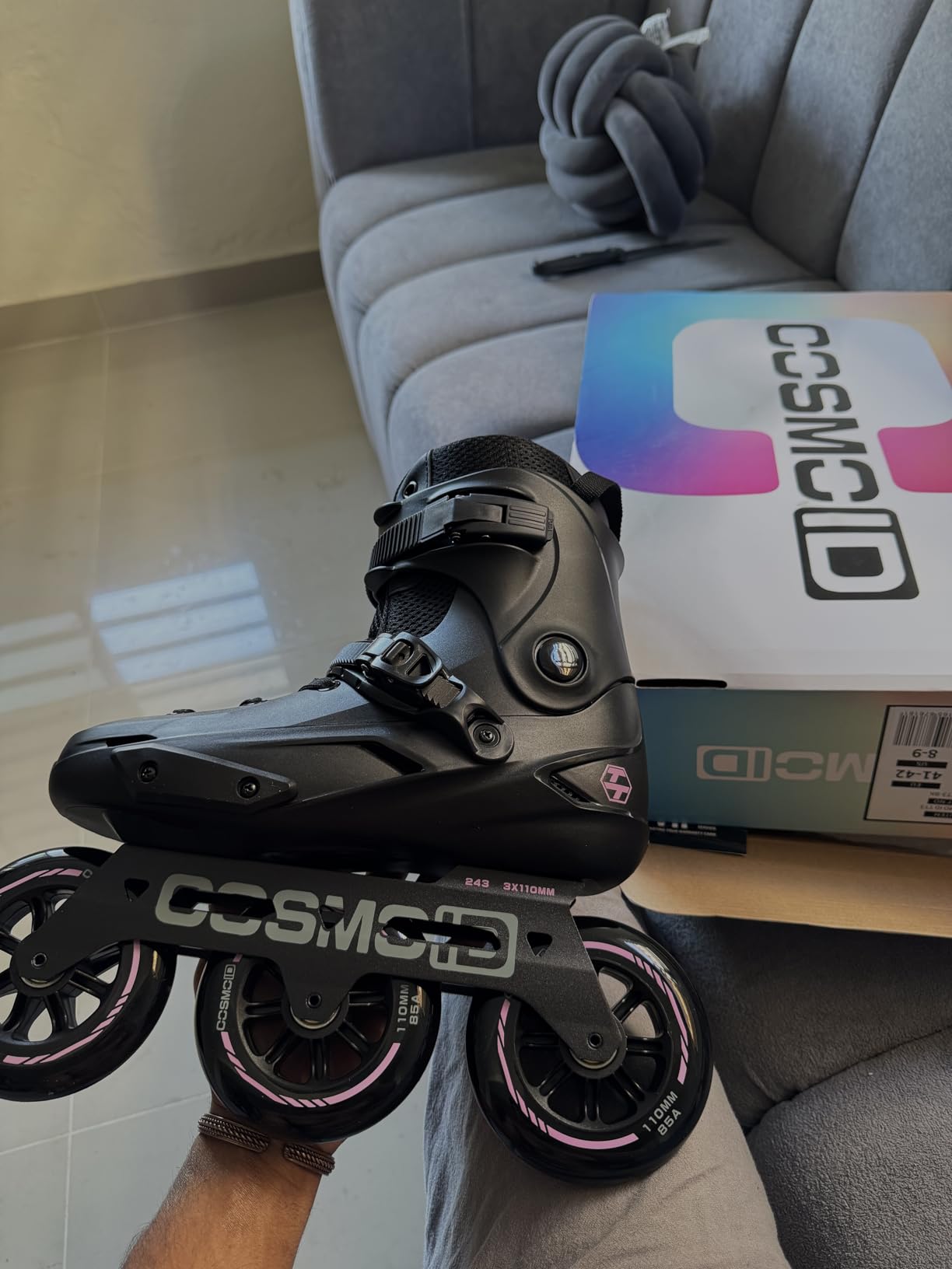 Adult Inline Skate - COSMOID High Performance Roller Skates Blades for Women & Men, 3 Wheels 110mm/100mm Metal Frame,Indoor Outdoor and Fitness Black,Size 5-14.5 customer photo 1