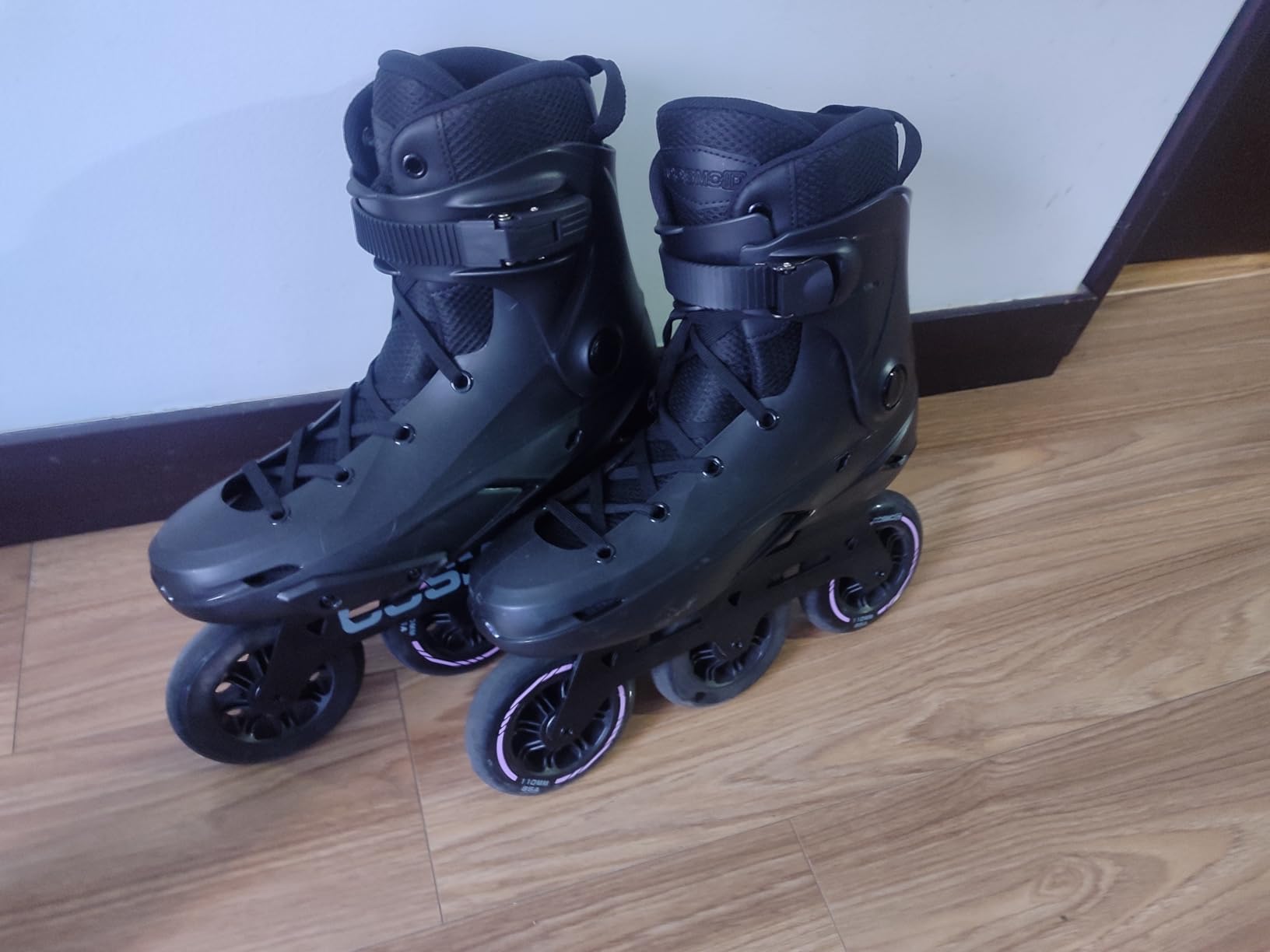 Adult Inline Skate - COSMOID High Performance Roller Skates Blades for Women & Men, 3 Wheels 110mm/100mm Metal Frame,Indoor Outdoor and Fitness Black,Size 5-14.5 customer photo 2