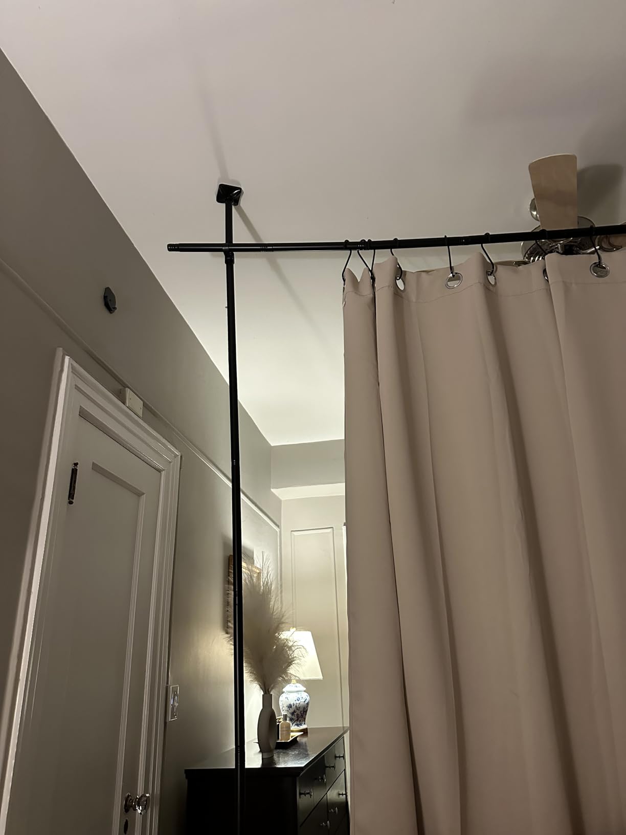 SUNALLY Room Divider for Separation 28-114in(W) Privacy Wall Divider, White | No Drilling Curtain Rod 4-10ft(H) Adjustable, Floor to Ceiling Room Separator Freestanding Tension Rod for Space Partition customer photo 2