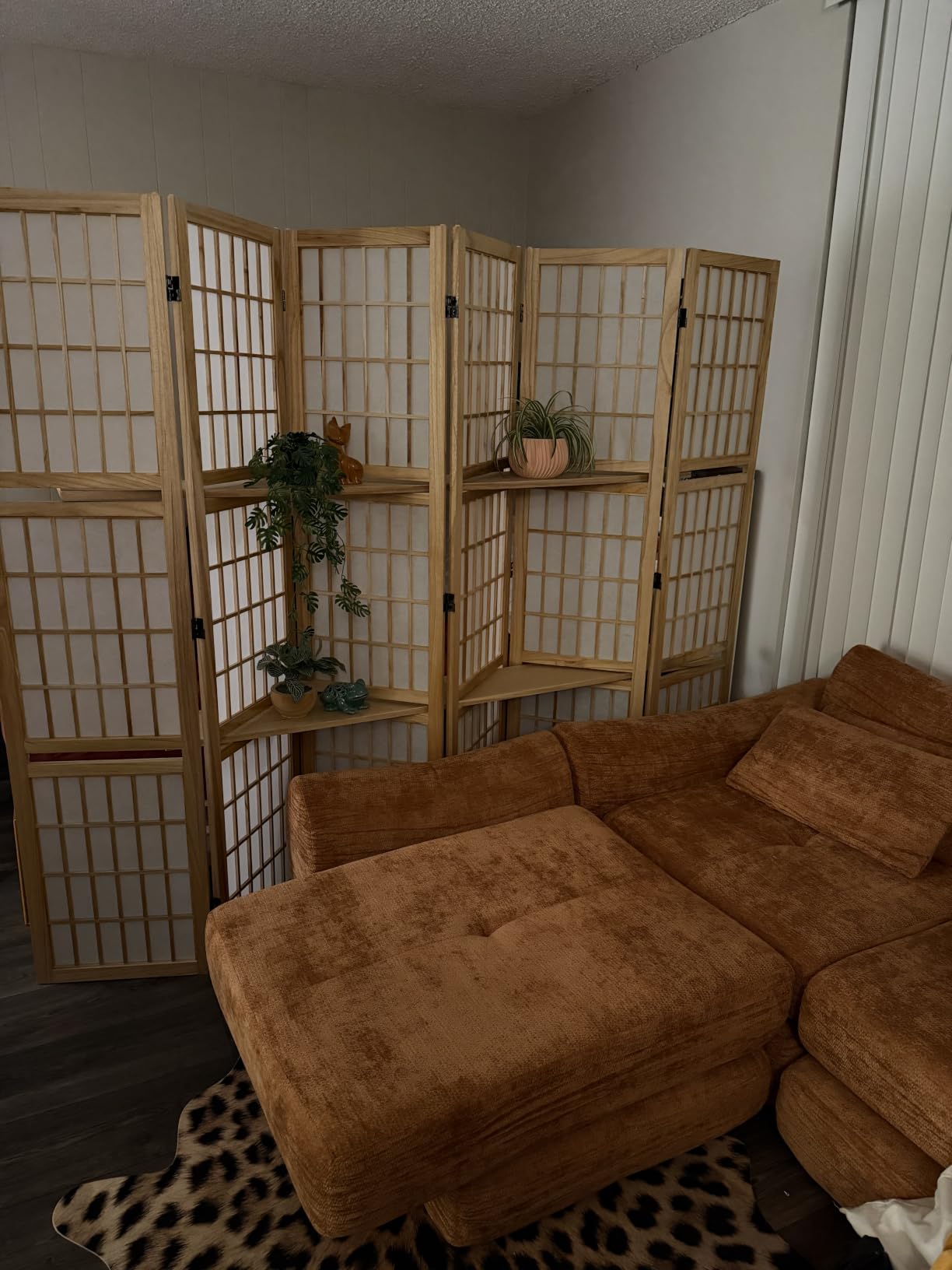 Room Divider with Shelves, 66.9-Inch Tall Japanese Shoji Style Wood Screen with Double Hinges for Home Office Bedroom Hotel Decoration (4 Panels, Natural) customer photo 2