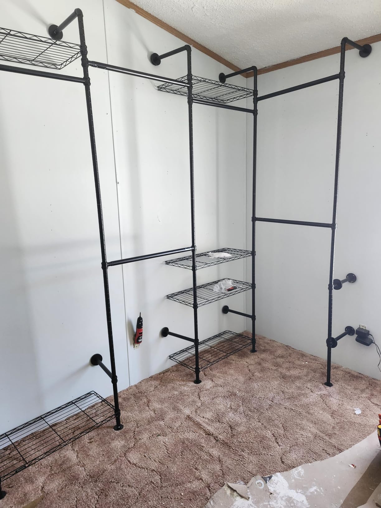 Timate L4 L Shape Garment Rack Heavy Duty Clothes Racks for Hanging Clothes, Expandable Industrial Pipe Clothing Rack Wall Mounted Closet Racks Wardrobe Closet Kit Corner Closet System, Black customer photo 2