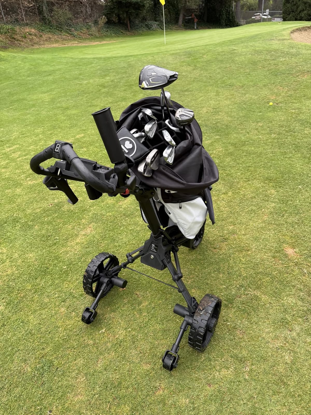 KVV Electric Golf Push Cart with Remote Control, Super Compact and Lightweight Electric Golf Cart,Smallest Folding Size Electric Golf Cart, Suitable for All Terrains, and (Charcoal) customer photo 1