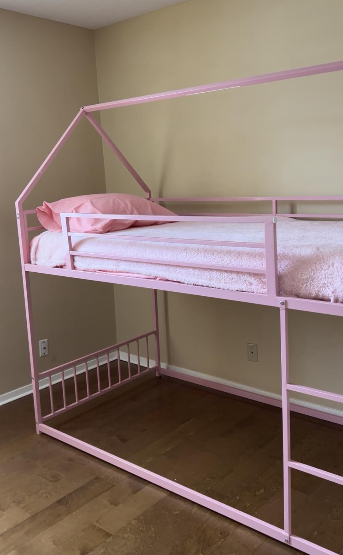 LIKIMIO Bunk Bed Twin Over Twin, House Bunk Bed Frame with Ladder, Black customer photo 1