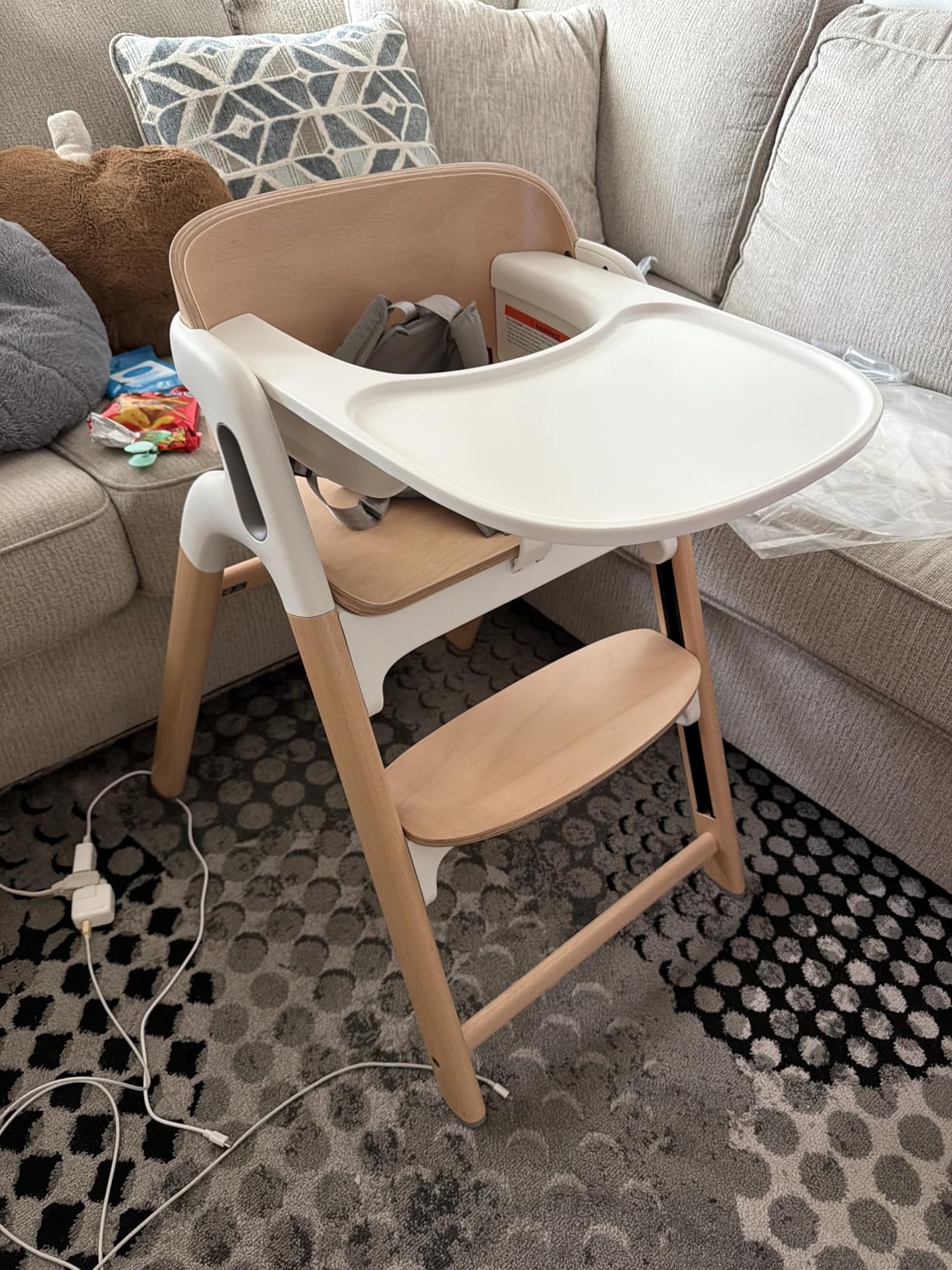 Momcozy DinerPal Wooden High Chair for Babies & Toddlers, Natural Wood | Convertible for Babies, Toddlers and Adults up to 308 Lbs, Food-Grade Tray, Dishwasher-Safe, Adjustable and Ergonomic customer photo 1