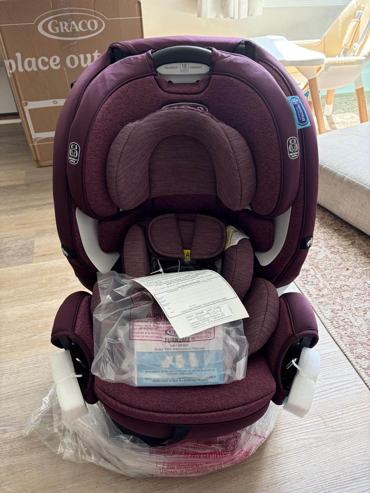 Graco Turn2Me 3-in-1 Rotating Convertible Car Seat, London, Rear-Facing Rotation Only, Forward-Facing Mode, Highback Booster Up to 100 lbs, Adjustable Headrest & Harness, Steel Reinforced Frame customer photo 2