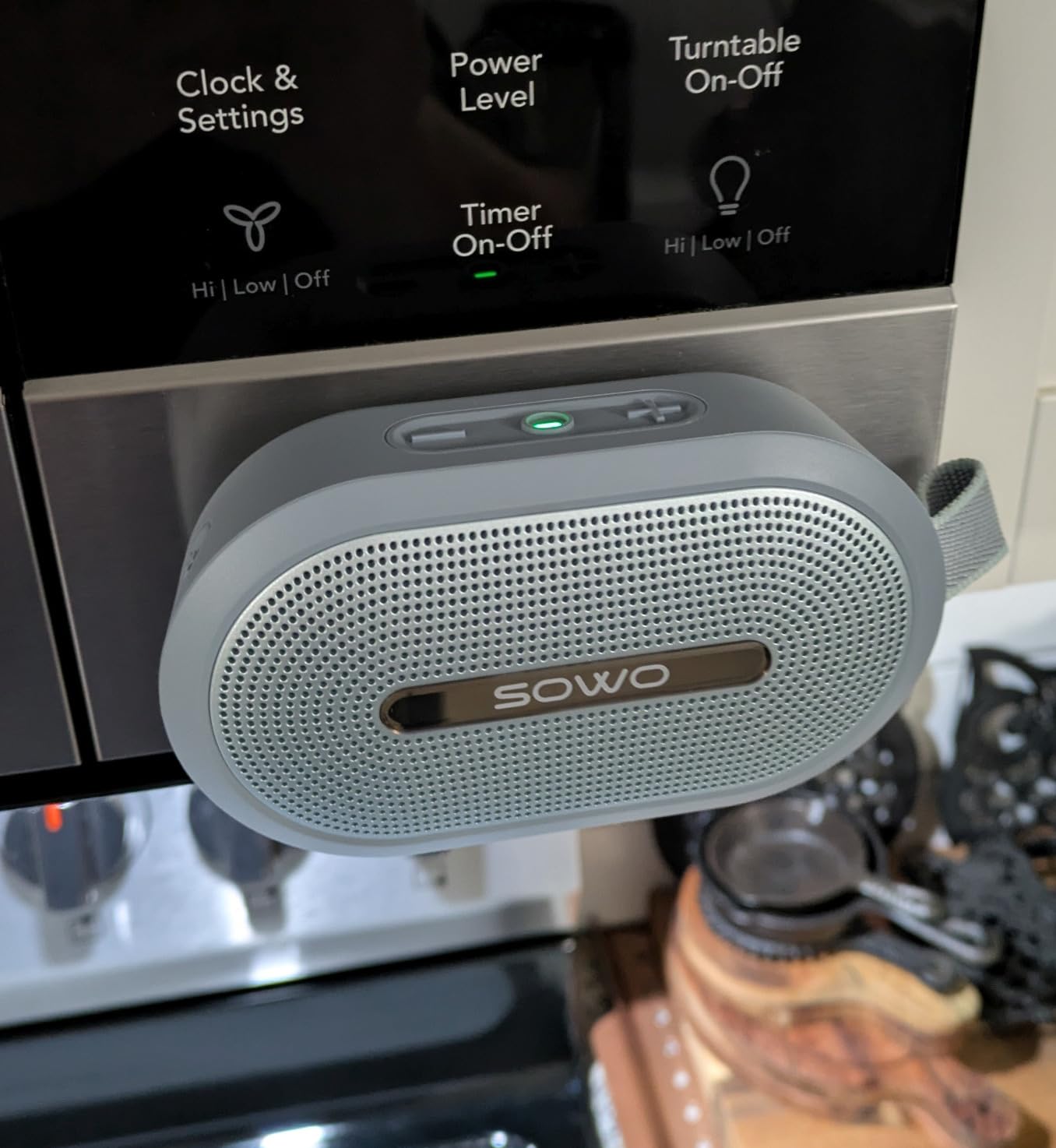 SOWO Portable Small Speaker, Magnetic Bluetooth Speaker for Golf Cart | Durable and Wireless, Coverless IP67 Waterproof, 24 H Playtime, Pro Sound, Clip Hanging Design for Outdoor, Indoor - Black customer photo 2