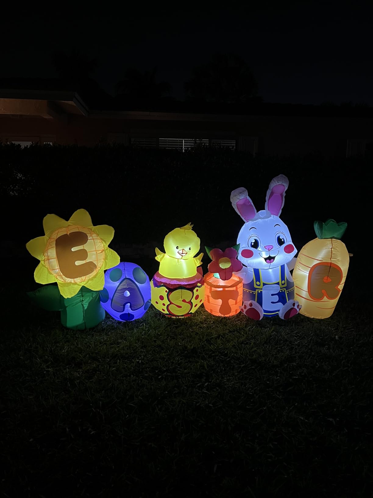 KOOY 8FT Long Easter Inflatables Bunny Outdoor Decorations with Egg Chick Carrot and Sunflower, Built-in LED Lights Easter Blow Up Yard Decorations for Lawn Garden Holiday Party customer photo 1