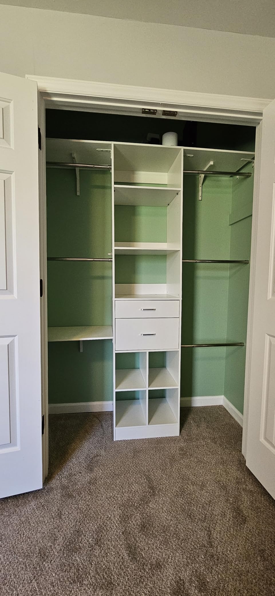 Besiost Closet System - 5-8FT Closet Organizer System with Wooden Drawers & Cube Storage Organizer, Up To 96