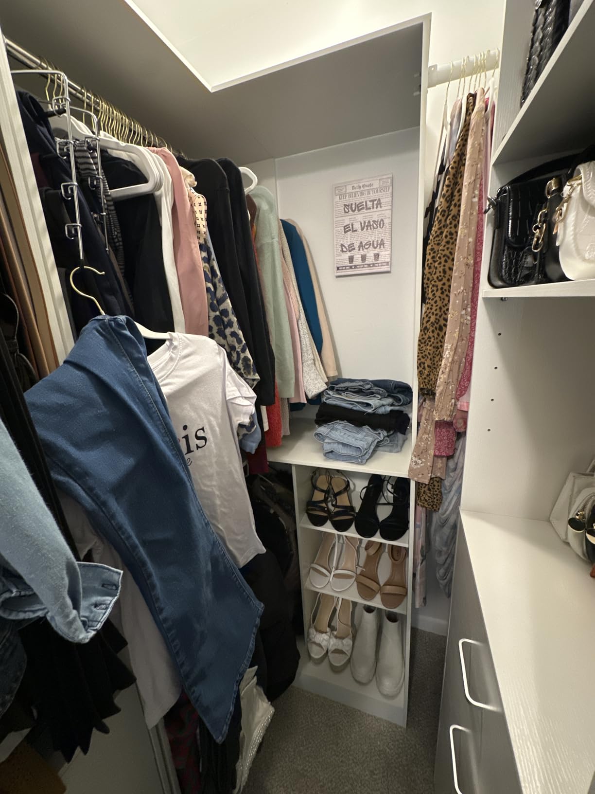 Unikito Corner Closet System, 36 Inch Large Freestanding Closet Organizer System with 2 Hanging Rods and Storage Shelves, Sturdy Walk in Closet Tower, 36