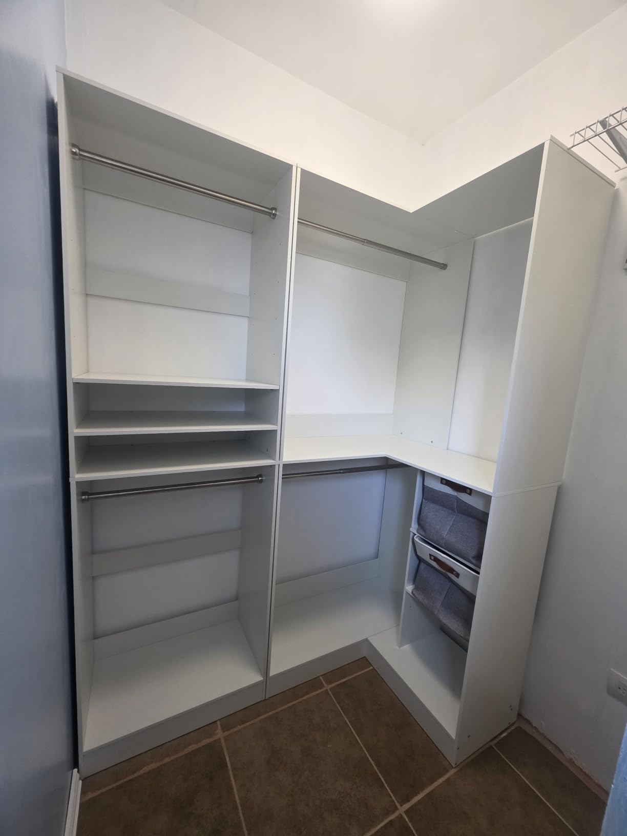Unikito Corner Closet System, 36 Inch Large Freestanding Closet Organizer System with 2 Hanging Rods and Storage Shelves, Sturdy Walk in Closet Tower, 36