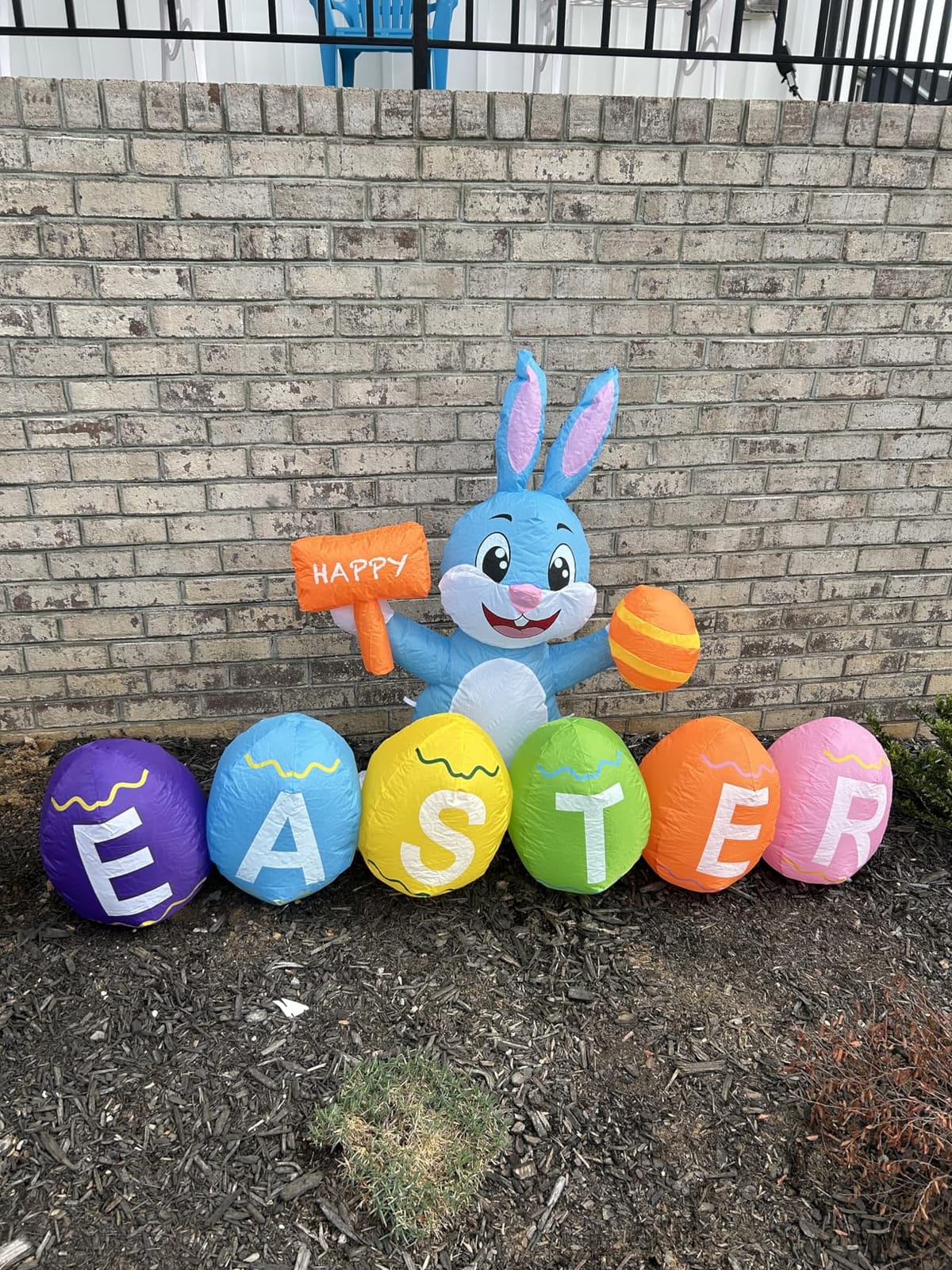 DomKom 8 FT Giant Easter Inflatable Bunny Outdoor Decorations, with Colorful Eggs Basket, Build-in LEDs Happy Easter Blow Up Yard Decorations for Party, Outdoor, Garden, Yard Lawn Decor customer photo 1