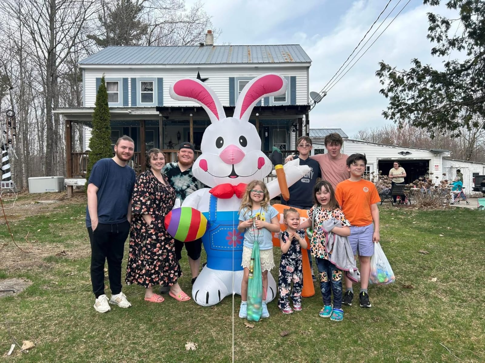 DomKom 8 FT Giant Easter Inflatable Bunny Outdoor Decorations, with Colorful Eggs Basket, Build-in LEDs Happy Easter Blow Up Yard Decorations for Party, Outdoor, Garden, Yard Lawn Decor customer photo 2