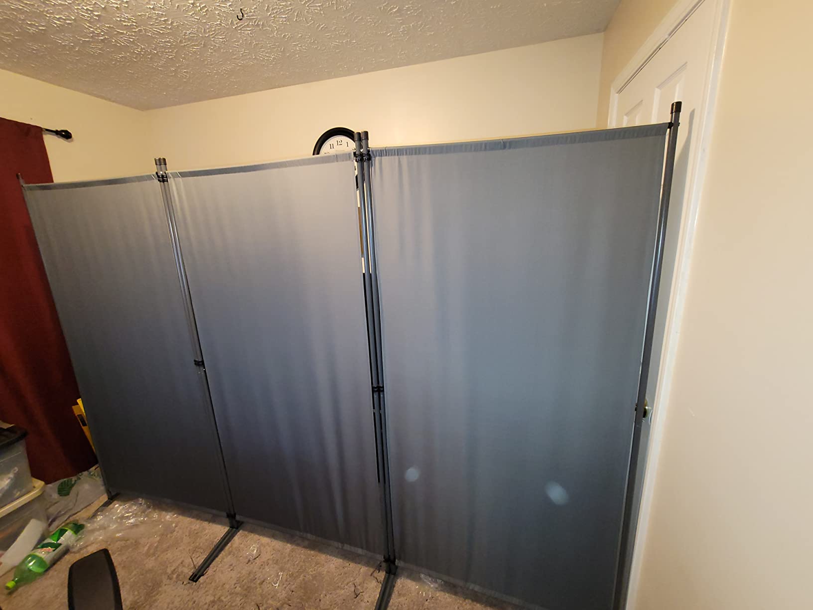 Room Divider 6FT 4 Panel Folding Privacy Screen with Lockable Wheels, Black | Thicked Metal Base, Non-slip Lockable Wheels, Portable Wall Divider, Freestanding Room Partition, Easy to Assemble customer photo 1