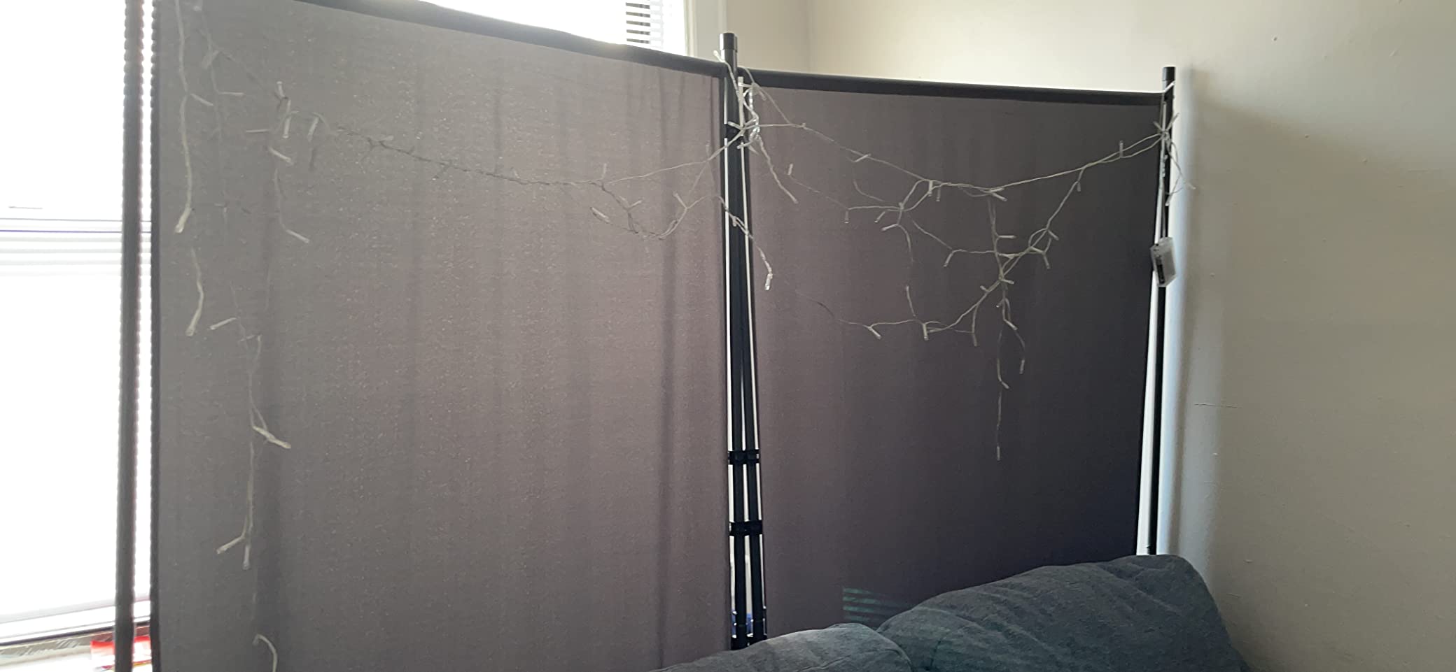 Room Divider 6FT 4 Panel Folding Privacy Screen with Lockable Wheels, Black | Thicked Metal Base, Non-slip Lockable Wheels, Portable Wall Divider, Freestanding Room Partition, Easy to Assemble customer photo 2