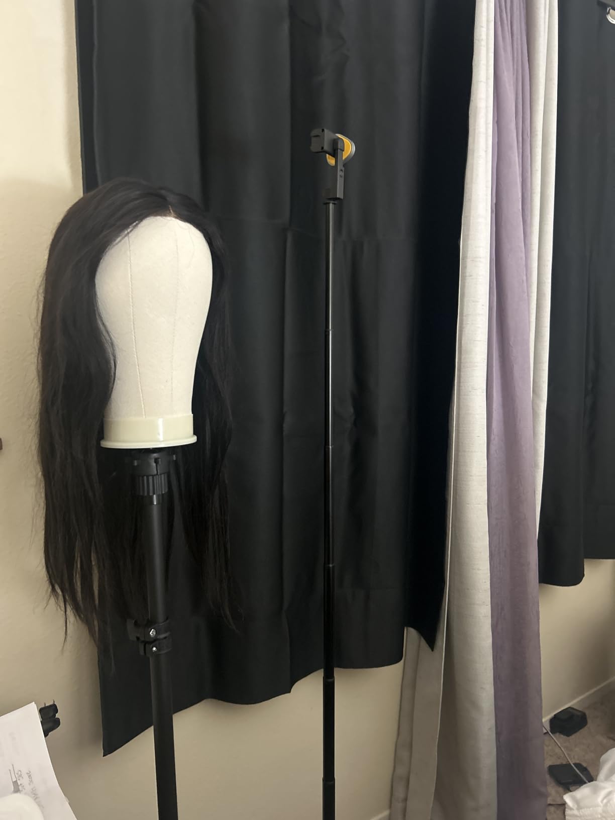 Wig Stand with Head 50 Inches, Wig Head Stand with 22 Inches Mannequin Head, Height Adjustable Metal Tripod Wig Stand, Manikin Head Set for Wigs Display Making Hair Weave and Styling customer photo 2