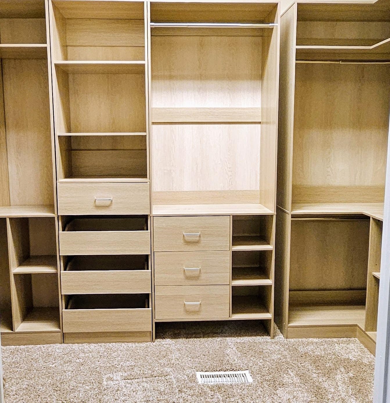 Aheaplus Corner Closet System with Shelves, L Shaped Walk-in Closets, White | 34'' Closet Organizer System with Hanging Rods, Wood, Walk-in Closets for Corner Small Space, Garment Rack customer photo 1