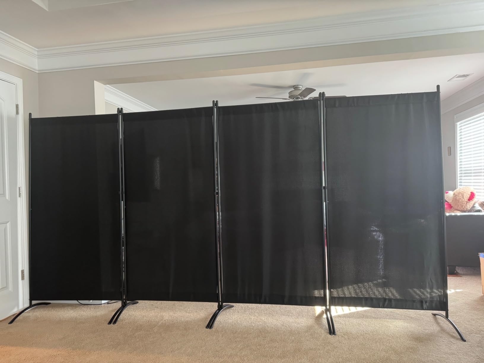 Room Divider-Folding Privacy Screens, 6 ft Partition Room Dividers Wall for Separation, Home, Office, Classroom, Studio (Black, 4 Panel) customer photo 2