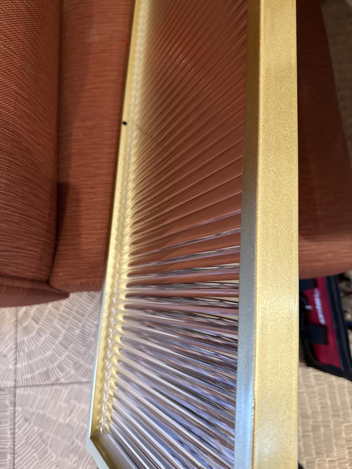 Countertop Low Fence Divide, Restaurant Decorative Partitions Grille | Dividers for Dining Areas, Gold Stainless Steels Frame Tempered Glass Panel, for Office, Restaurant, Hotel Bar, 39.4 * 11.8IN customer photo 1