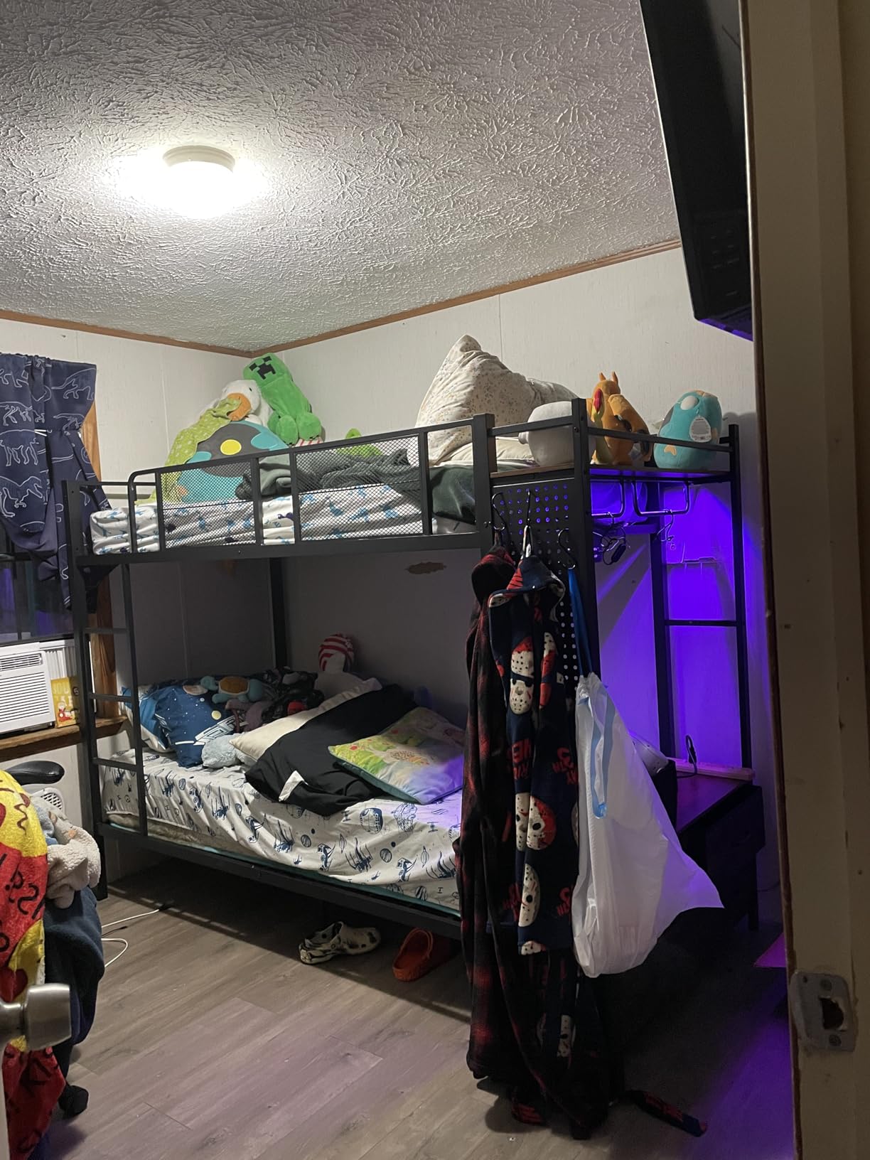 Itaar Metal Bunk Bed Twin Over Twin with Hall Tree, Power Outlet, LED Bunk Bed with 4 Storage Drawers, Bed with Safety Guardrail & Ladders, No Box Spring Needed, Easy Assembly, Rustic Brown customer photo 1