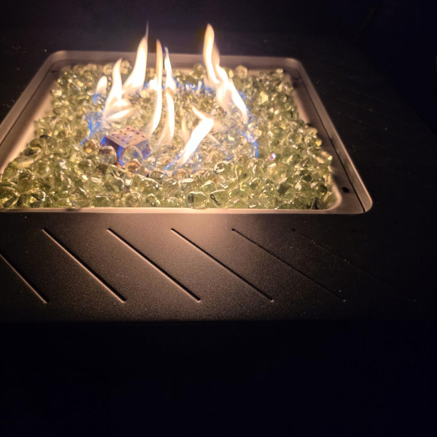 East Oak 28” Outdoor Propane Fire Pit Table | 52,000 BTU Gas Fire Pit for 2-4 People with Space-Saving Hock Lid, Mesh Pocket & Lava Rocks | CSA Certified Safe for Patio, Deck, Backyard, Brown customer photo 2