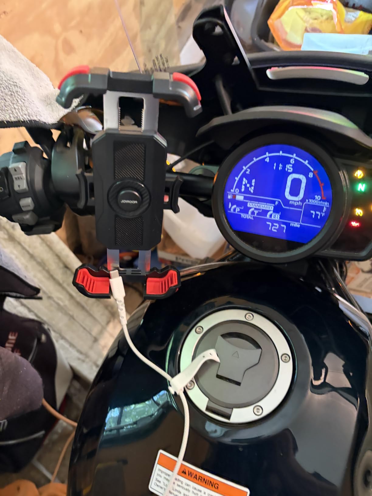 JOYROOM Motorcycle Phone Mount Holder - [Dual Vibration Dampener] 150mph Anti-Shock Phone Holder for Motorcycle [Upgrade Handlebar Clamp] - Bicycle Bike Phone Holder Mount for 4.7-7 inch Cell Phones customer photo 2
