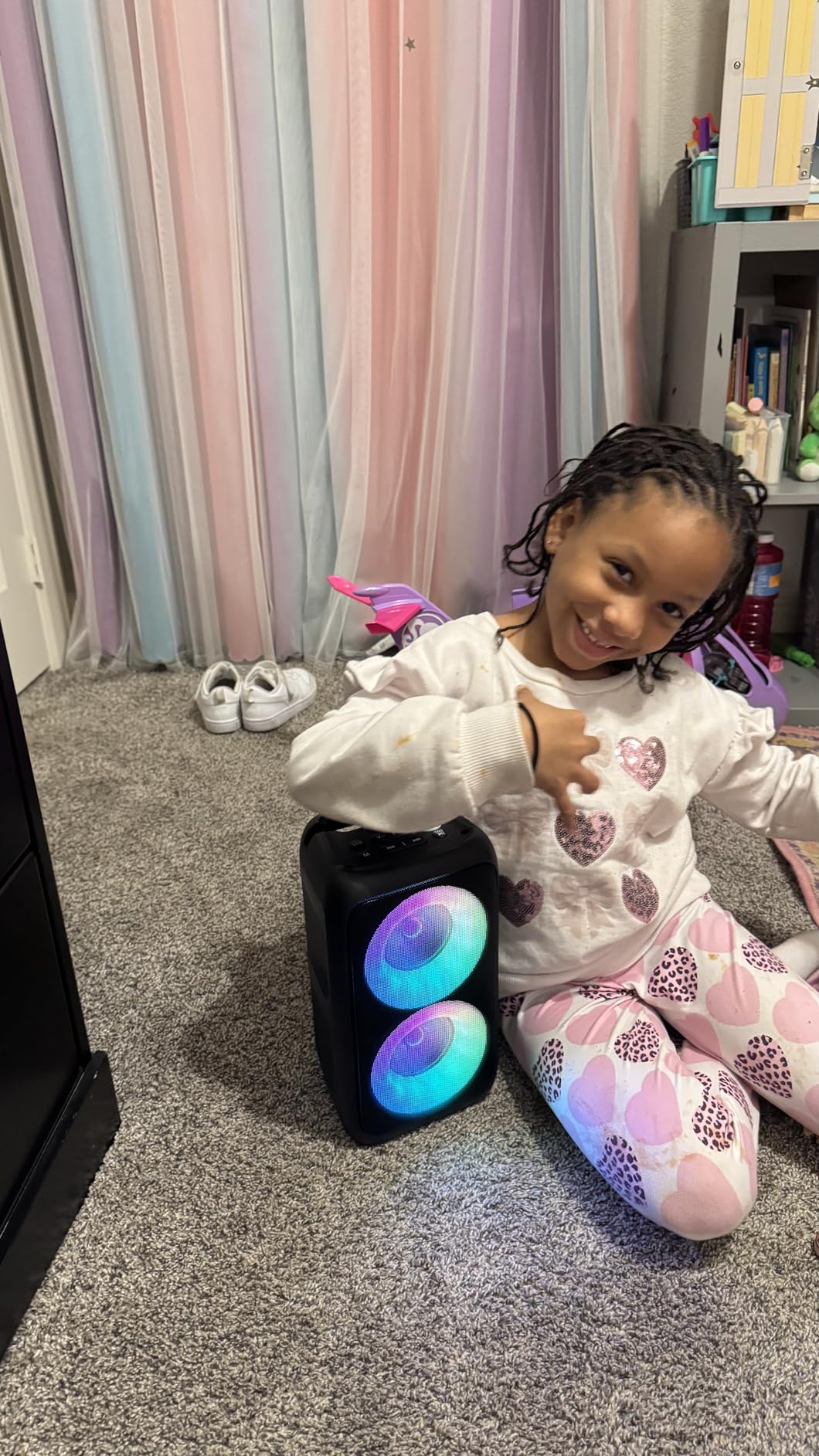 Karaoke Machine for Adults Kids, Portable Bluetooth Speaker with 2 Wireless Microphones, TWS Mode & LED Light, 10H Battery PA System, Home Party Outdoor Camping Birthday (2 Mics) customer photo 2