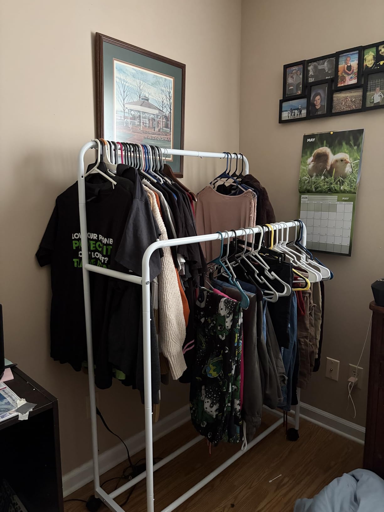 Simple Trending Clothing Clothes Rack, Double Rod Garment Rack, Black customer photo 2