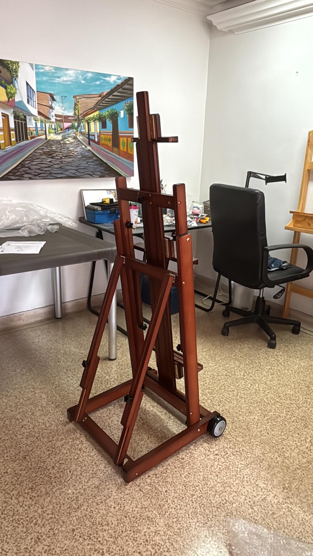 DJAR Large H-Frame Painting Easel for Adults, Solid Beech Wood, Walnut customer photo 1