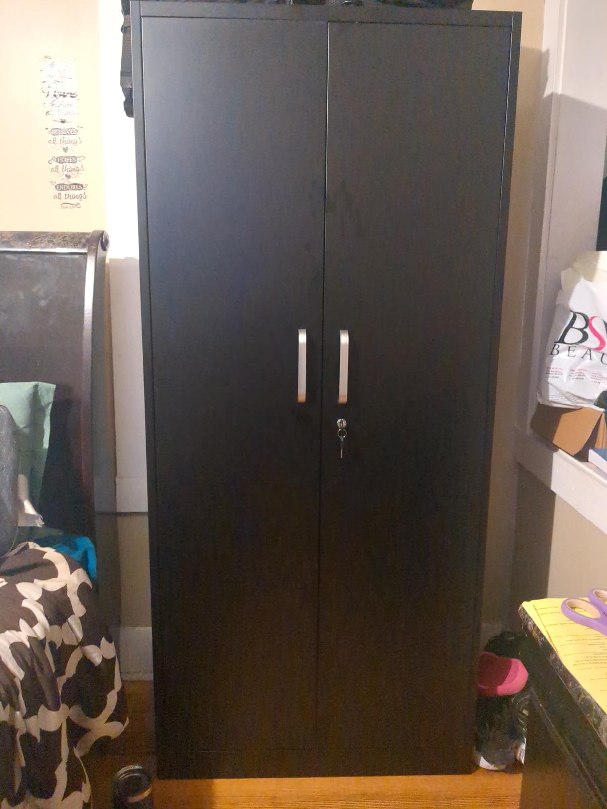 Approgreent Metal Storage Cabinet with Adjustable Shelves, Garage Cabinet with 2 Lockable Doors, Garage Storage Cabinet, Kitchen Pantry Cabinet - 71'H, Black customer photo 2