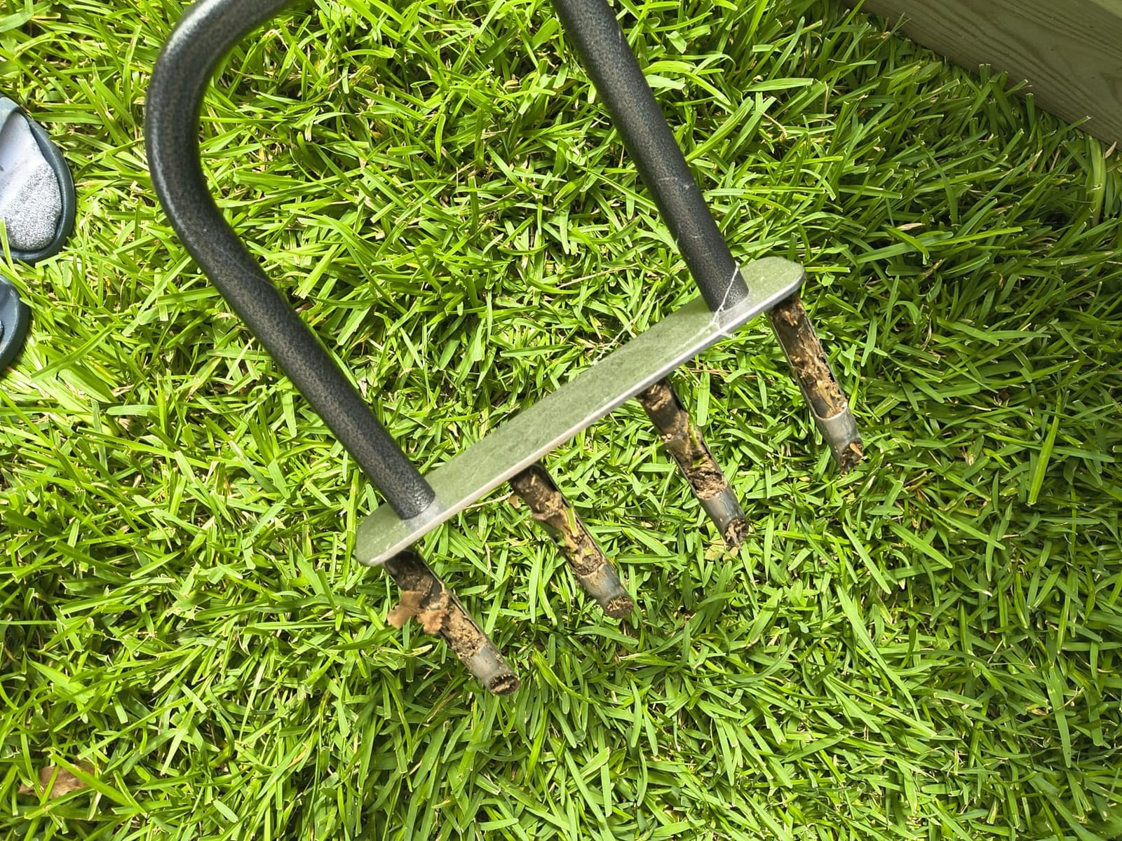 Dolibest Manual Aerator Lawn Tool, Manual Yard Plug Aerators with 4 Stainless Steel Semi-Open Plugs, Pre-Assembled Manual Grass Aerating Tool & Clean Hand Tool, Improving Lawn Health -37Inch customer photo 2