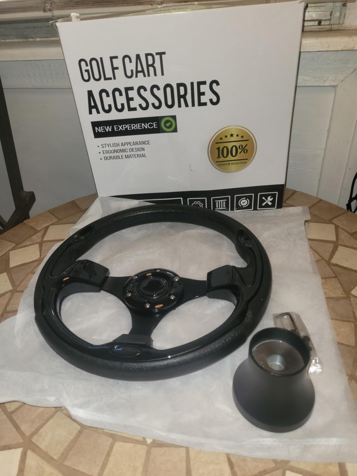 Golf Cart Steering Wheel and Golf Adapter for Club Car DS Golf Carts Bundle-(5156BLACK) customer photo 2